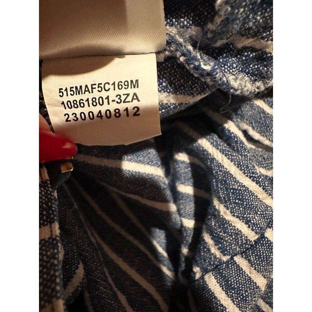 Anne Klein Womens Size 16 Nautical Blue White Stripe Shift Dress Zip Front - Picture 9 of 9